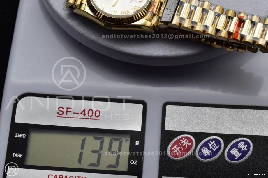 Steel President 904L Durable V5 (Gain QF Edition vr3255 Weight) DayDate 699 on 36 Roman Bracelet Best Silver Dial with YG Markers 0207